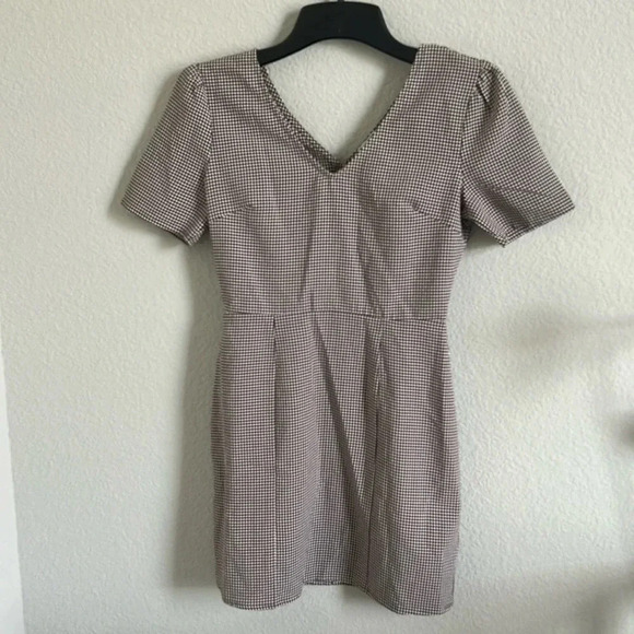 Sadie & Sage Gingham Dress Brown Maroon - Picture 1 of 6